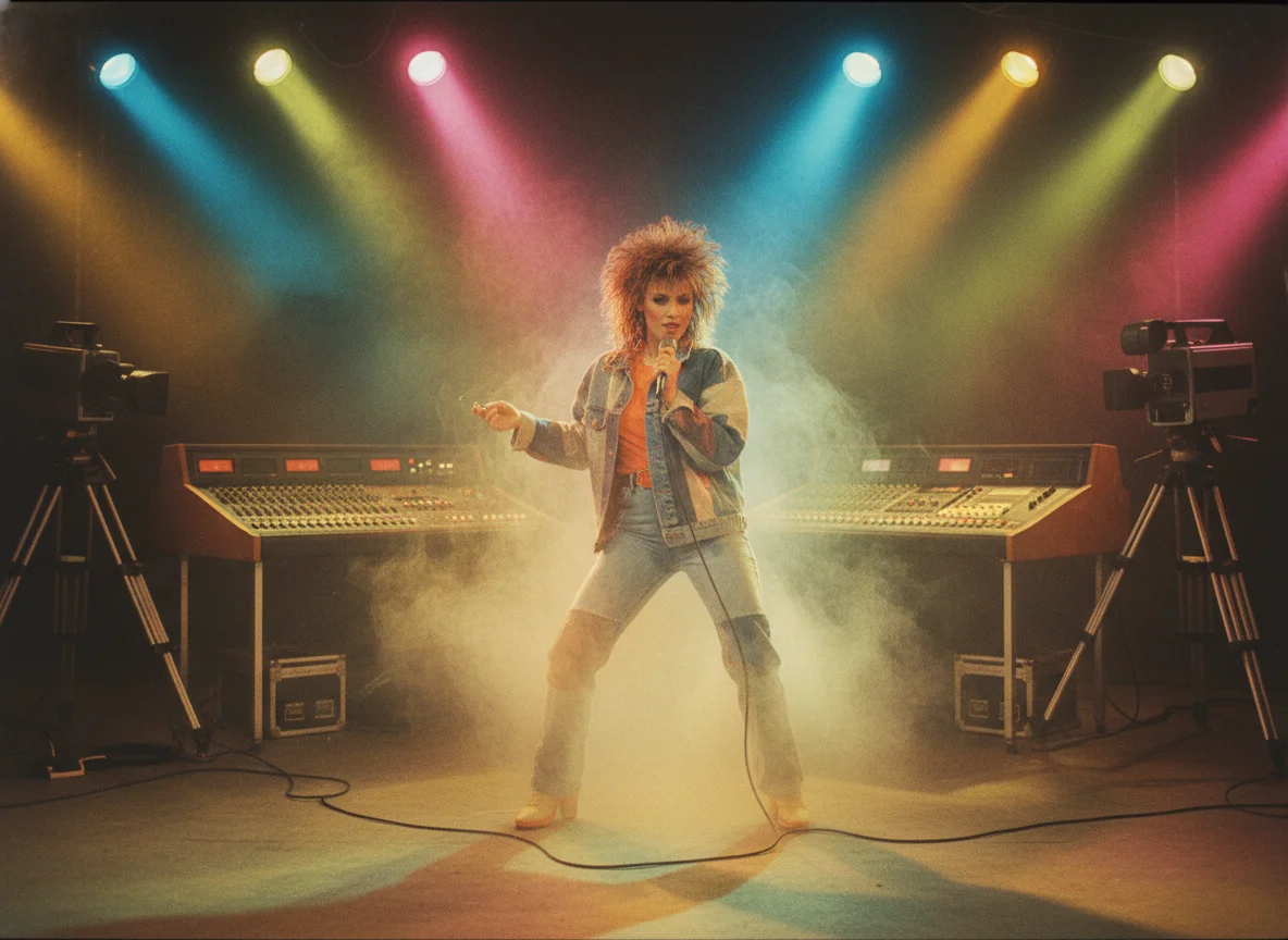 80s music video production set