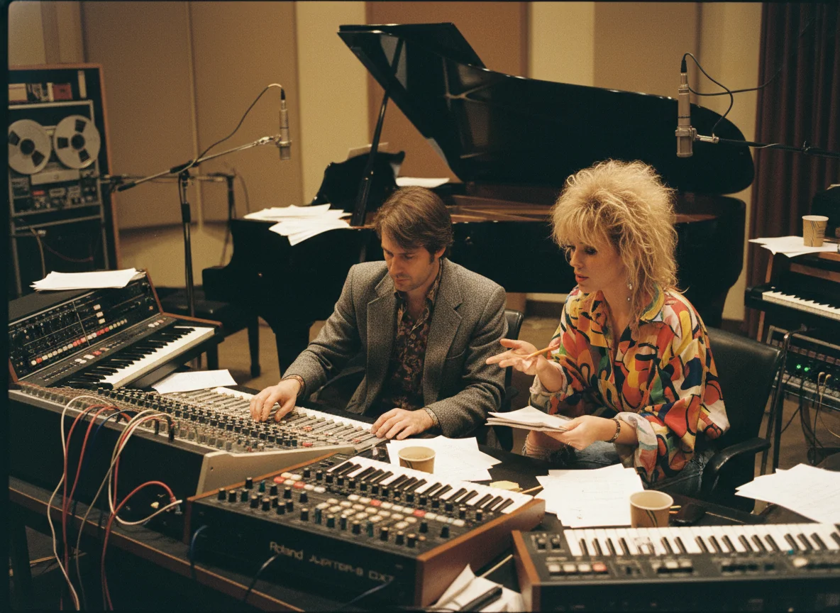 80s jingle writing session in professional studio