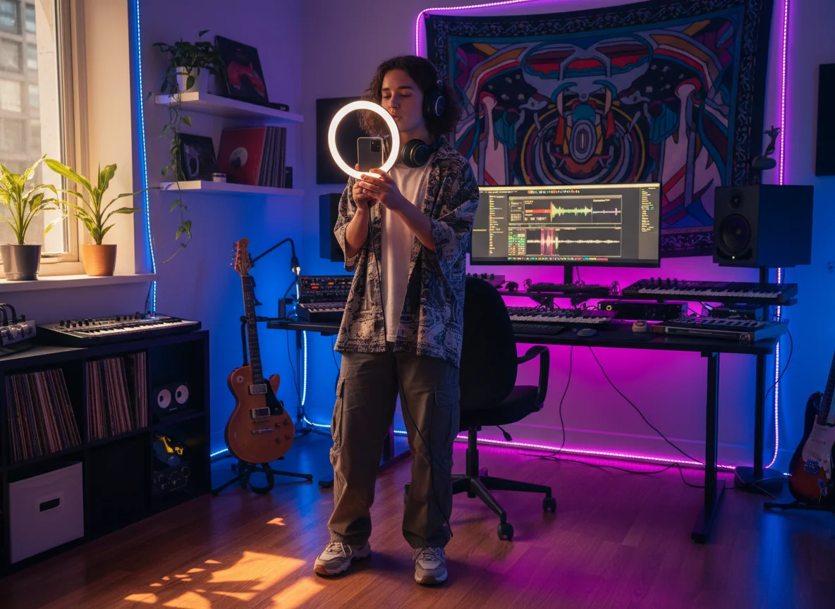 Creator preparing a vocal clip for social media