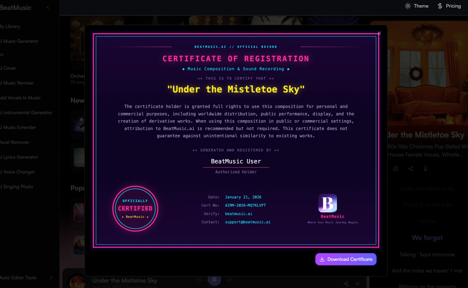 Music for commercial use